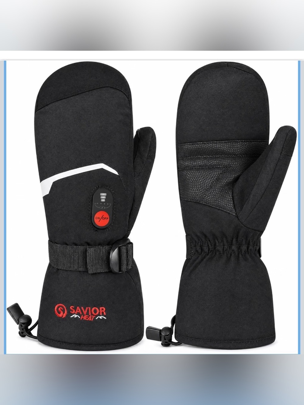 Savior Heat Heated Ski Mittens - Black with Red Accent